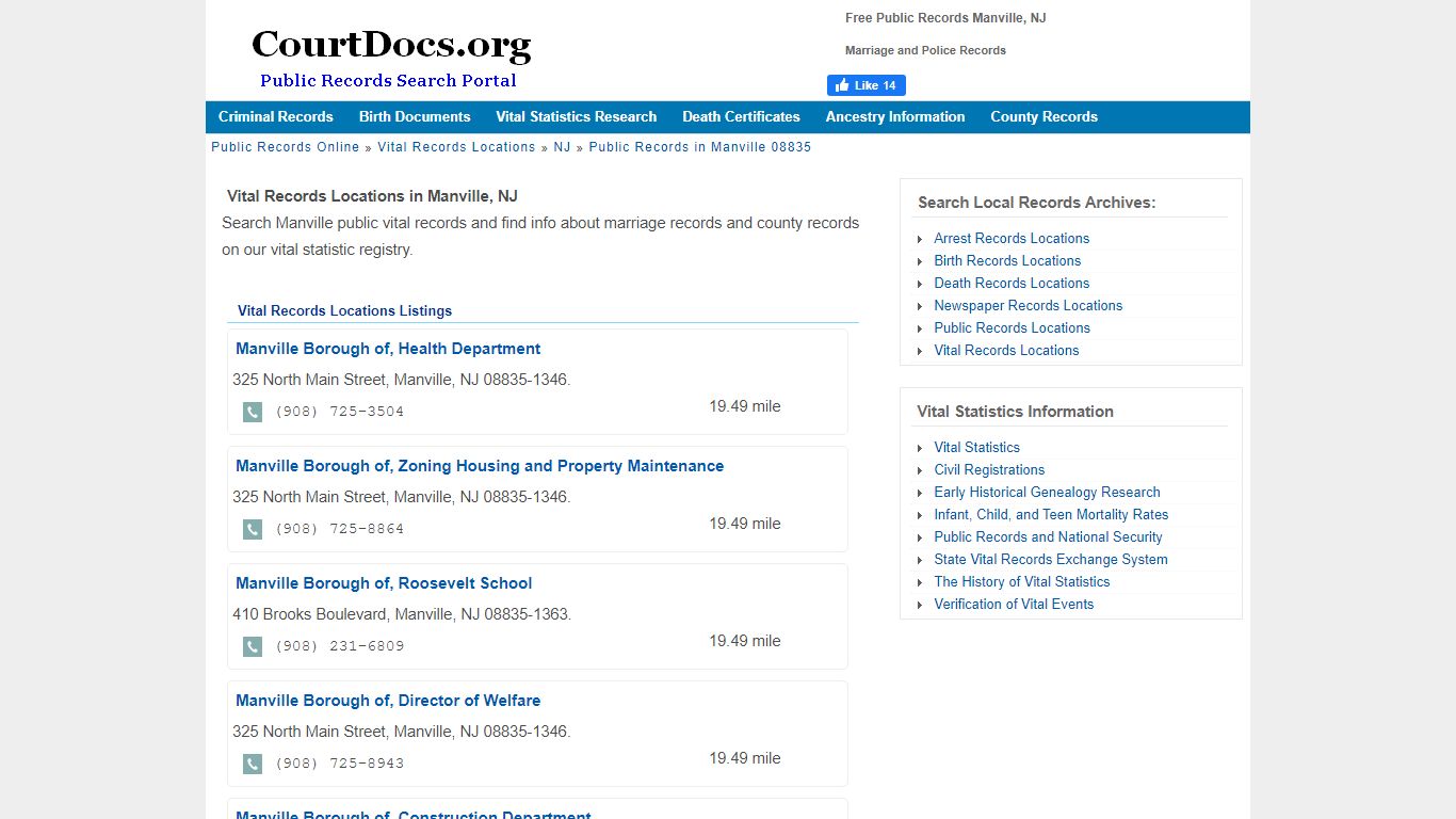 Free Public Records Manville, NJ - Marriage and Police Records